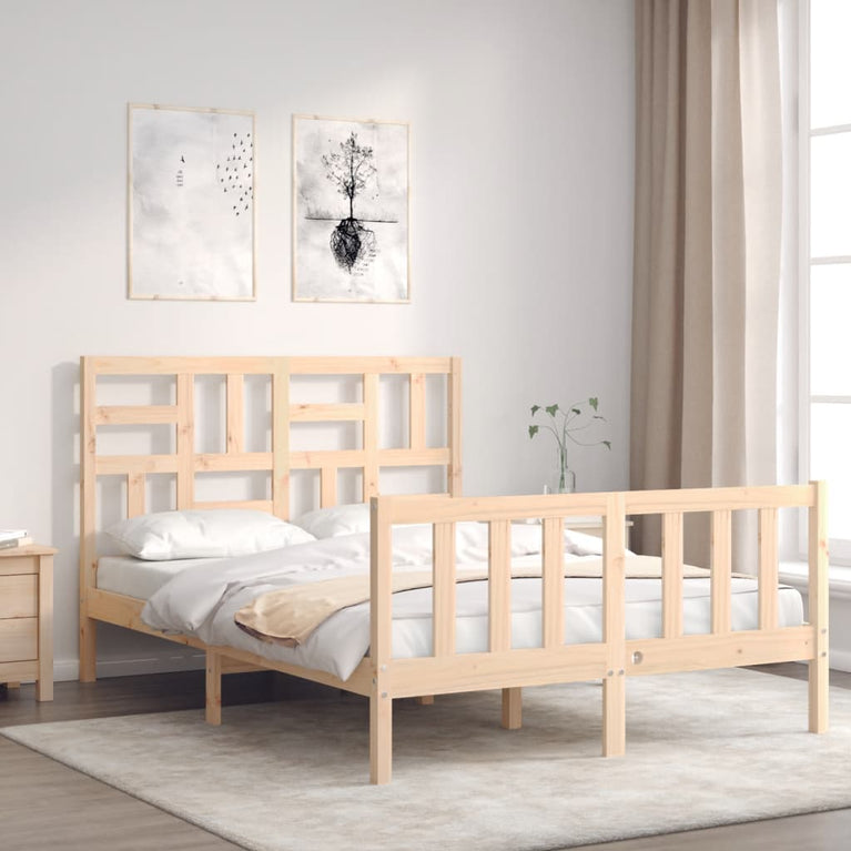 Bedframe met hoofdbord massief hout 4FT Small Double