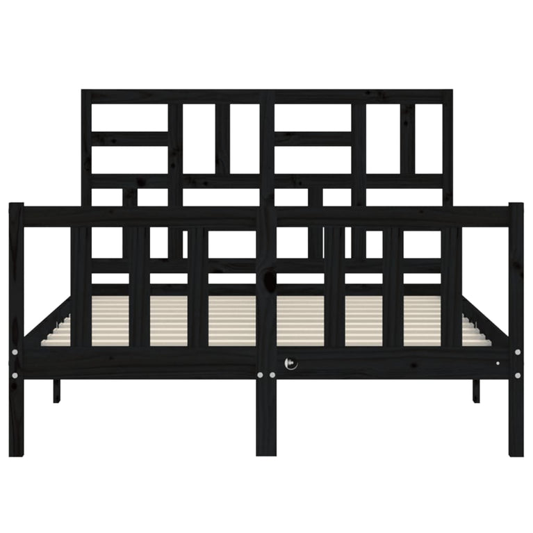 Bedframe met hoofdbord massief hout zwart 4FT Small Double
