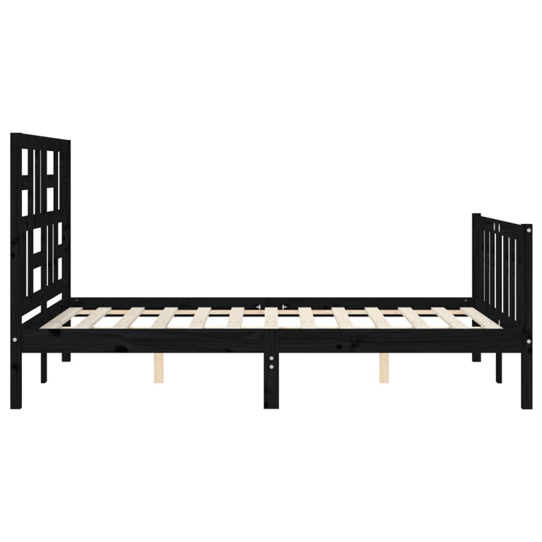 Bedframe met hoofdbord massief hout zwart 4FT Small Double