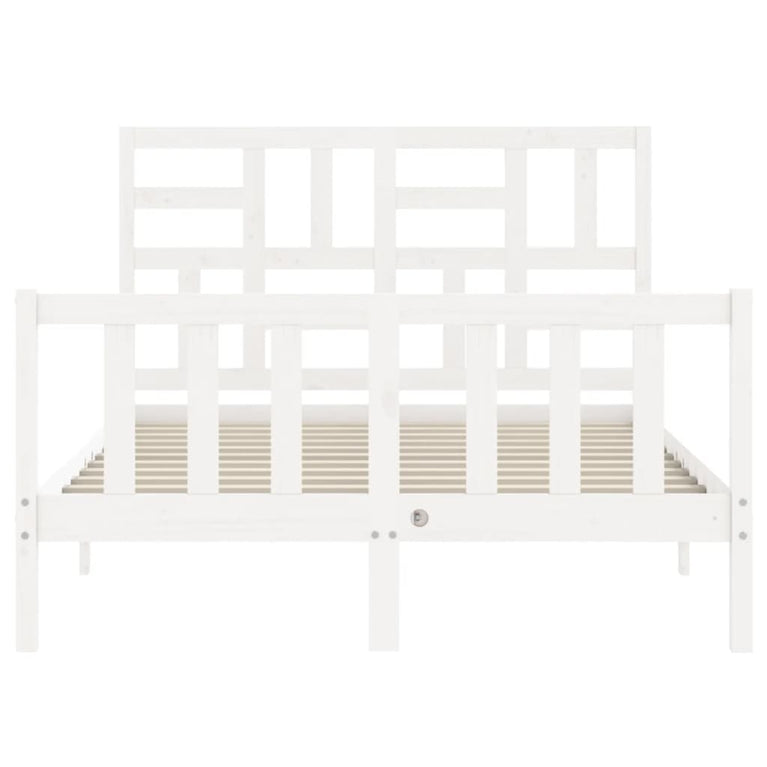 Bedframe met hoofdbord massief hout wit 4FT6 Double
