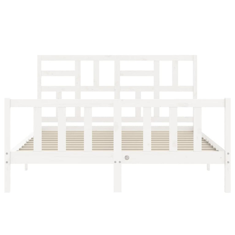 Bedframe met hoofdbord massief hout wit 5 FT King Size