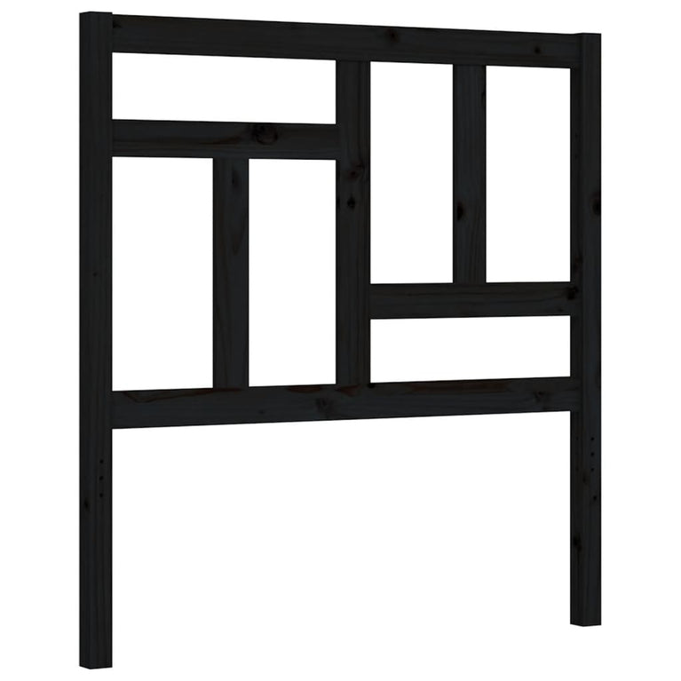 Bedframe met hoofdbord massief hout zwart 3FT Single
