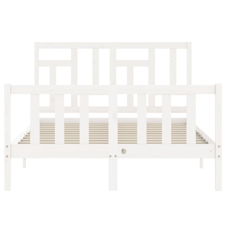Bedframe met hoofdbord massief hout wit 4FT Small Double