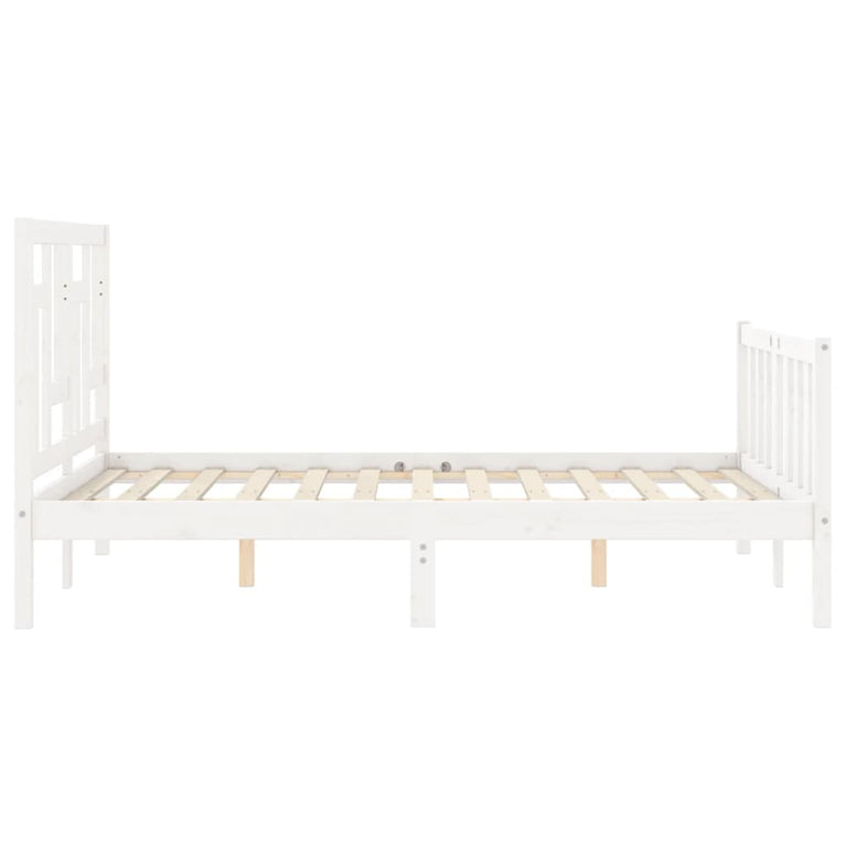 Bedframe met hoofdbord massief hout wit 4FT Small Double