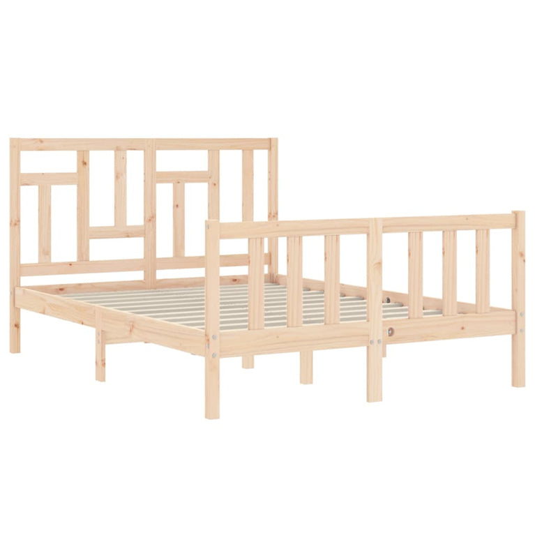 Bedframe met hoofdbord massief hout 140x190 cm