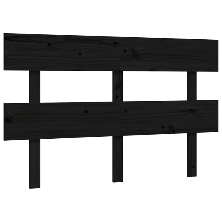 Bedframe met hoofdbord massief hout zwart 4FT6 Double