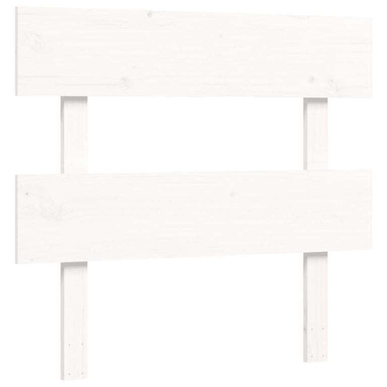 Bedframe met hoofdbord massief hout wit 90x200 cm
