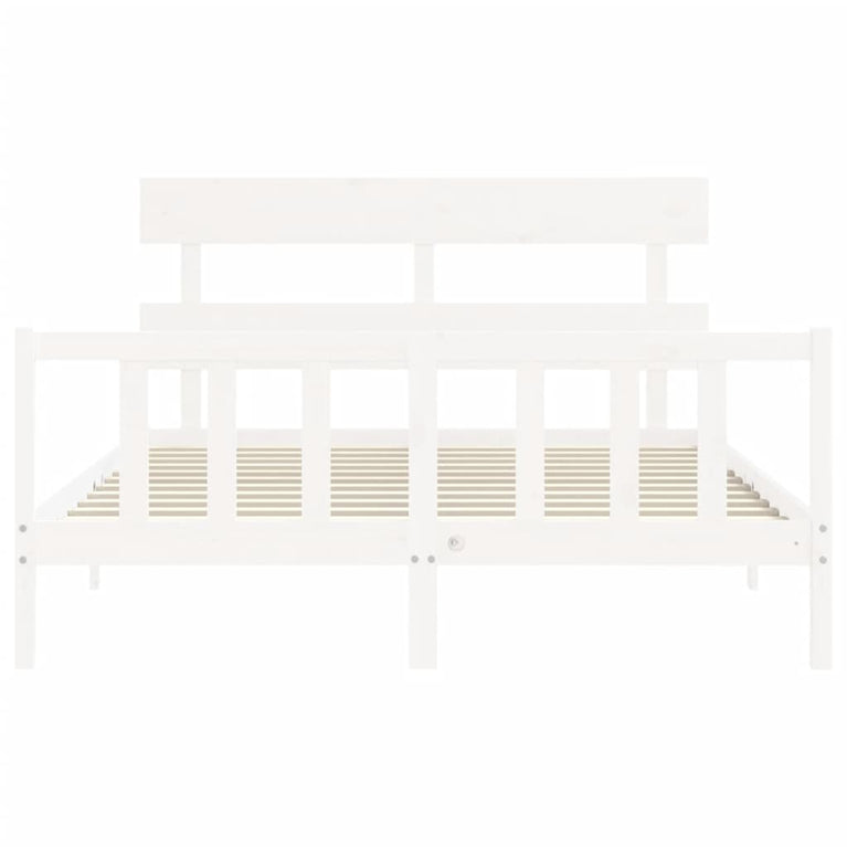 Bedframe met hoofdbord massief hout wit 5 FT King Size