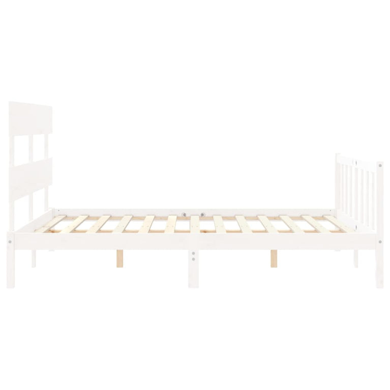 Bedframe met hoofdbord massief hout wit 5 FT King Size