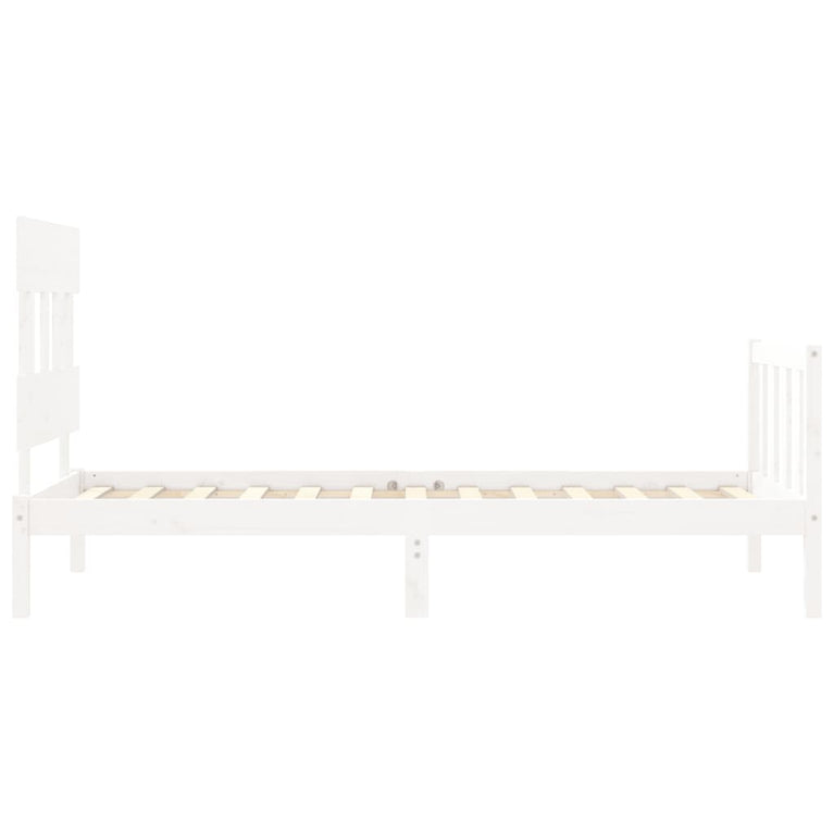 Bedframe met hoofdbord massief hout wit 3FT Single