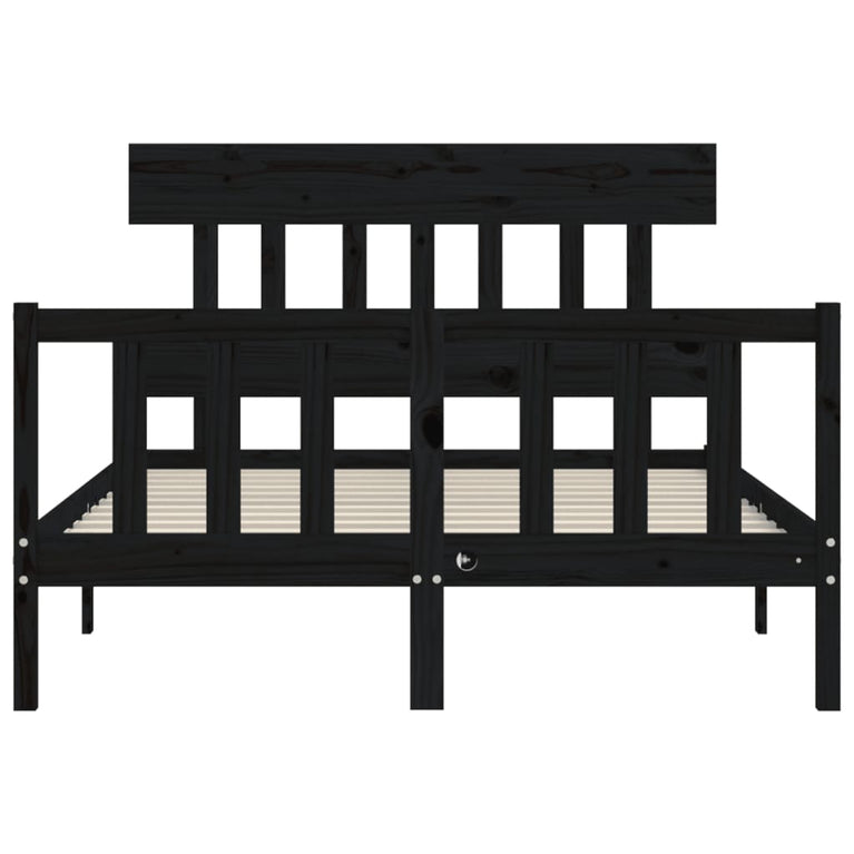 Bedframe met hoofdbord massief hout zwart 4FT Small Double