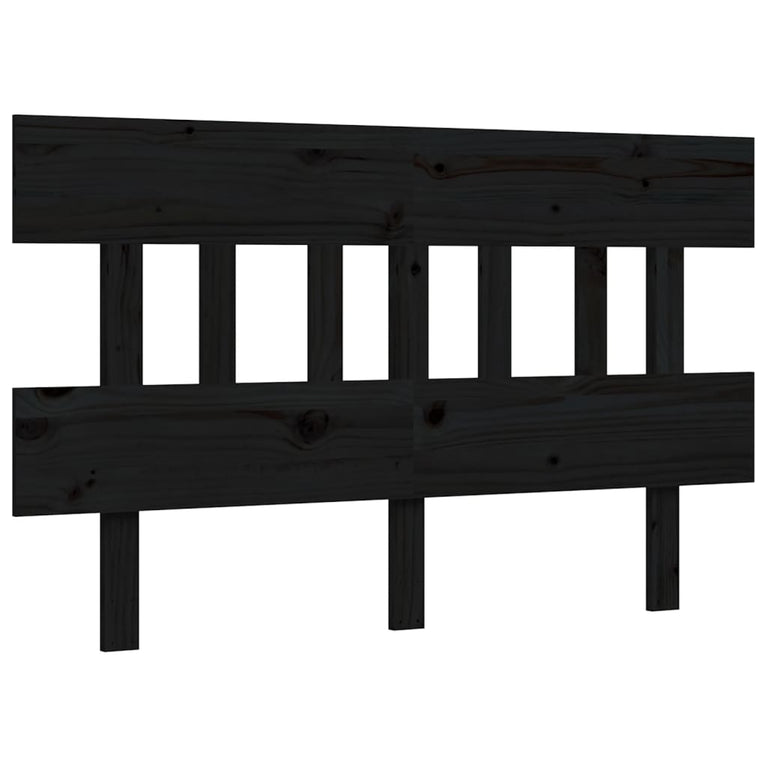 Bedframe met hoofdbord massief hout zwart 4FT6 Double
