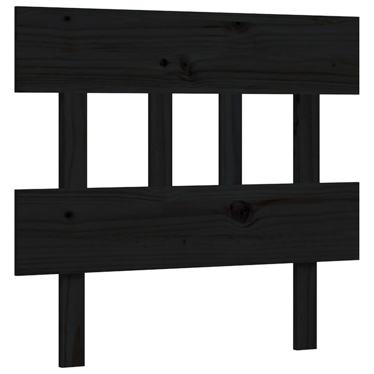 Bedframe met hoofdbord massief hout zwart 100x200 cm