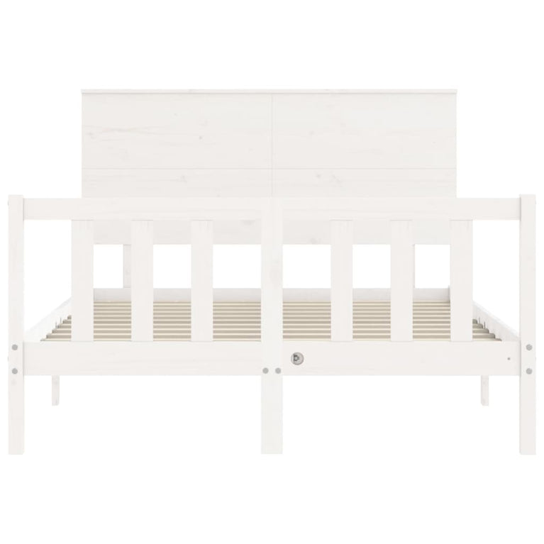 Bedframe met hoofdbord massief hout wit 140x200 cm