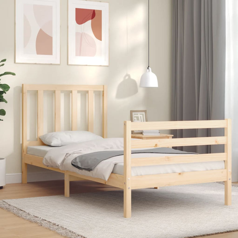 Bedframe met hoofdbord massief hout 90x200 cm MeubelReus