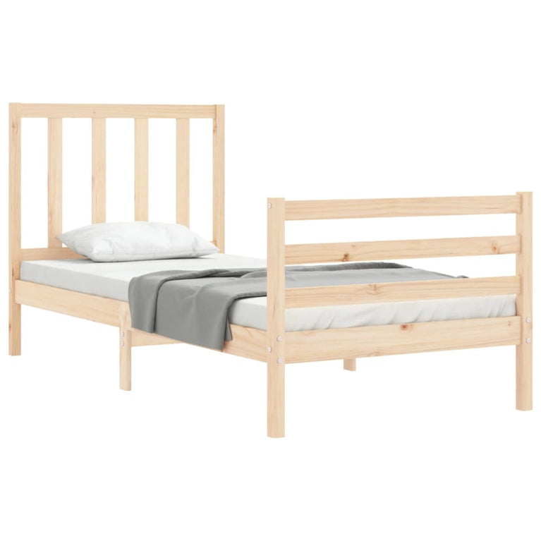 Bedframe met hoofdbord massief hout 90x200 cm MeubelReus