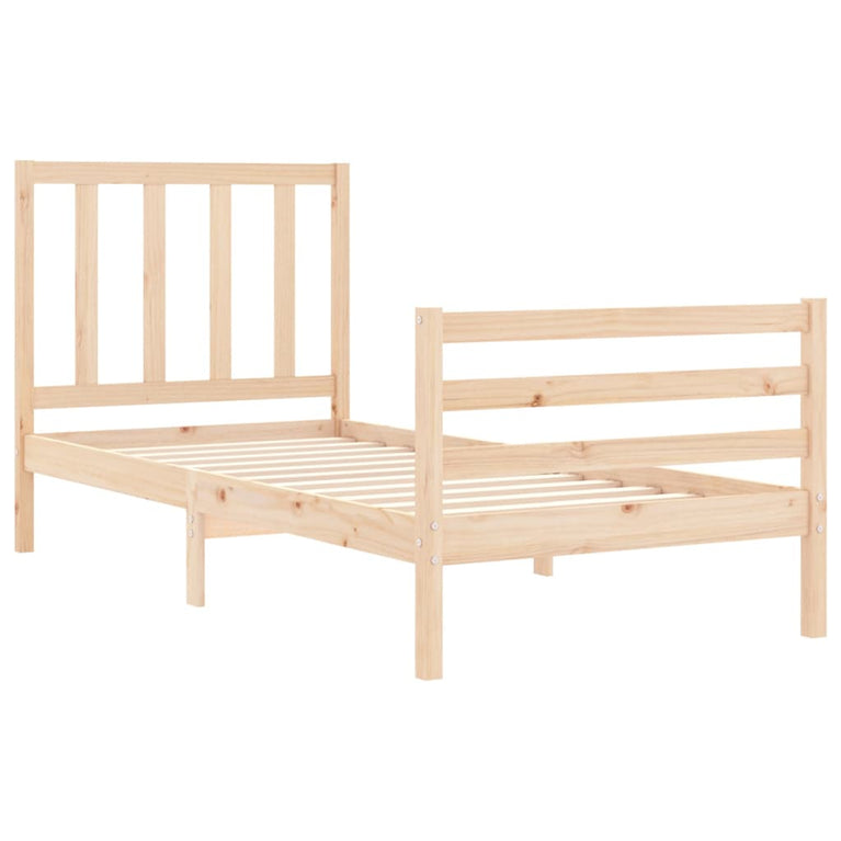 Bedframe met hoofdbord massief hout 90x200 cm MeubelReus