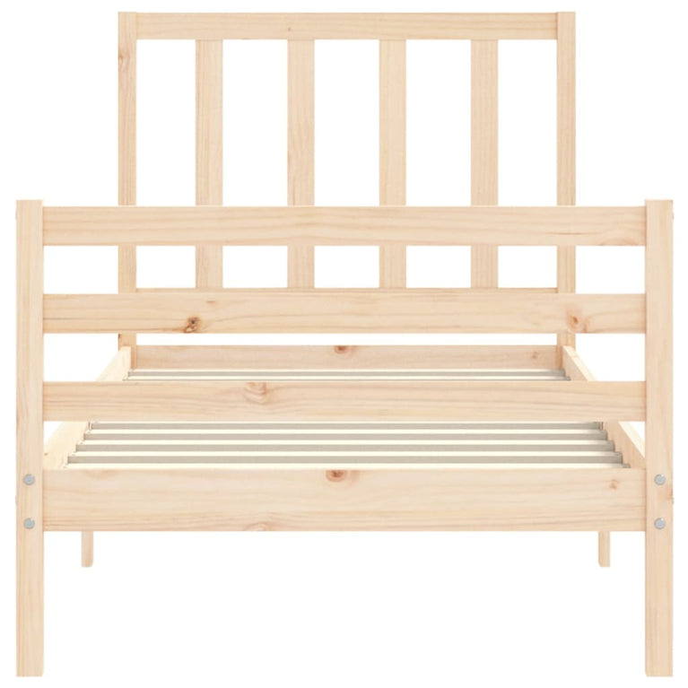 Bedframe met hoofdbord massief hout 90x200 cm MeubelReus