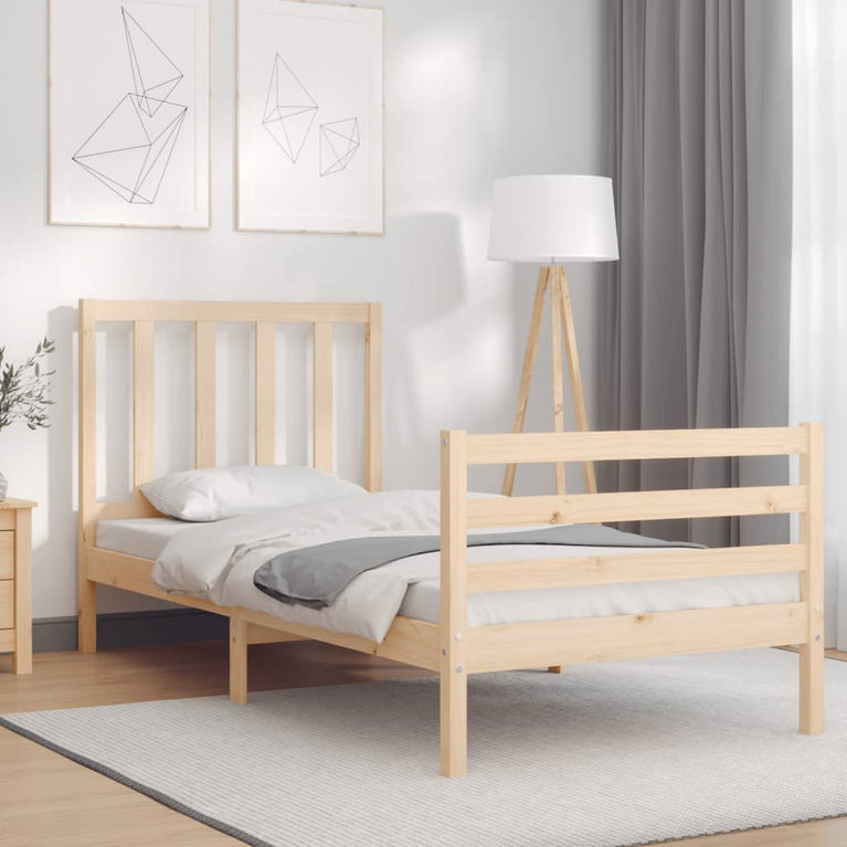 Bedframe met hoofdbord massief hout 90x200 cm MeubelReus