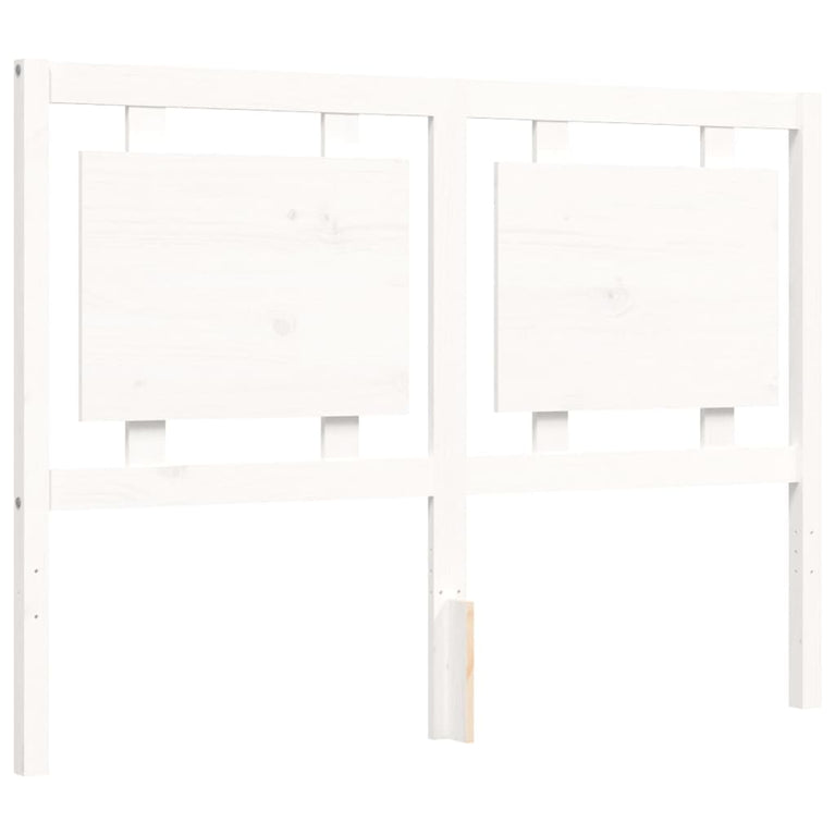 Bedframe met hoofdbord massief hout wit 120x200 cm