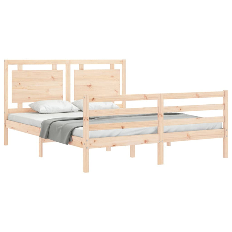 Bedframe met hoofdbord massief hout 160x200 cm