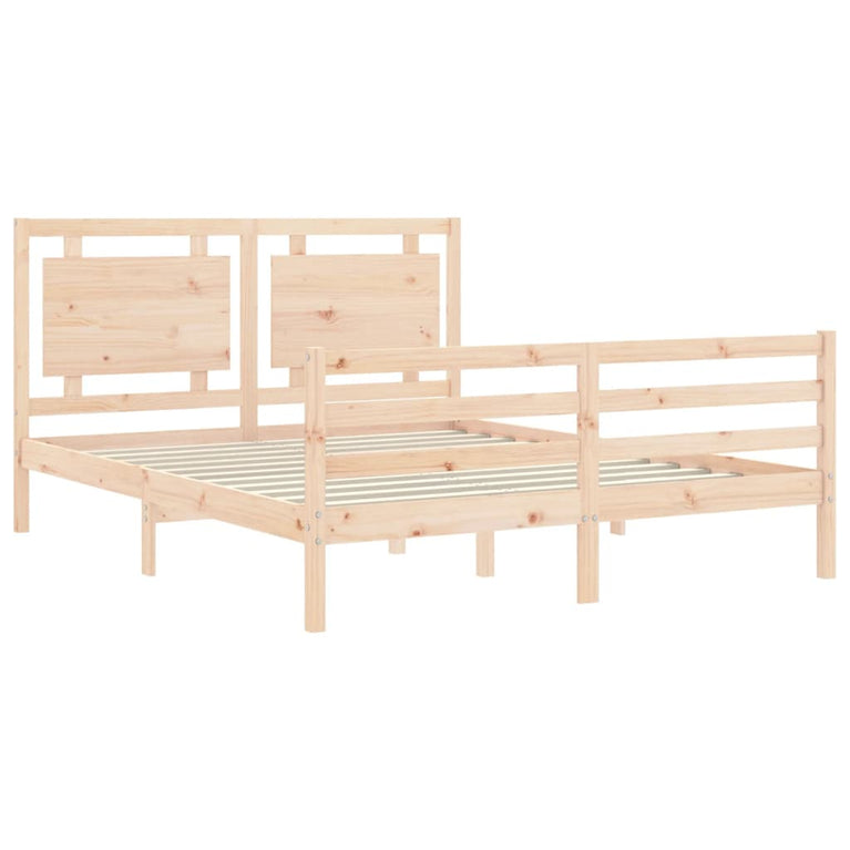 Bedframe met hoofdbord massief hout 160x200 cm