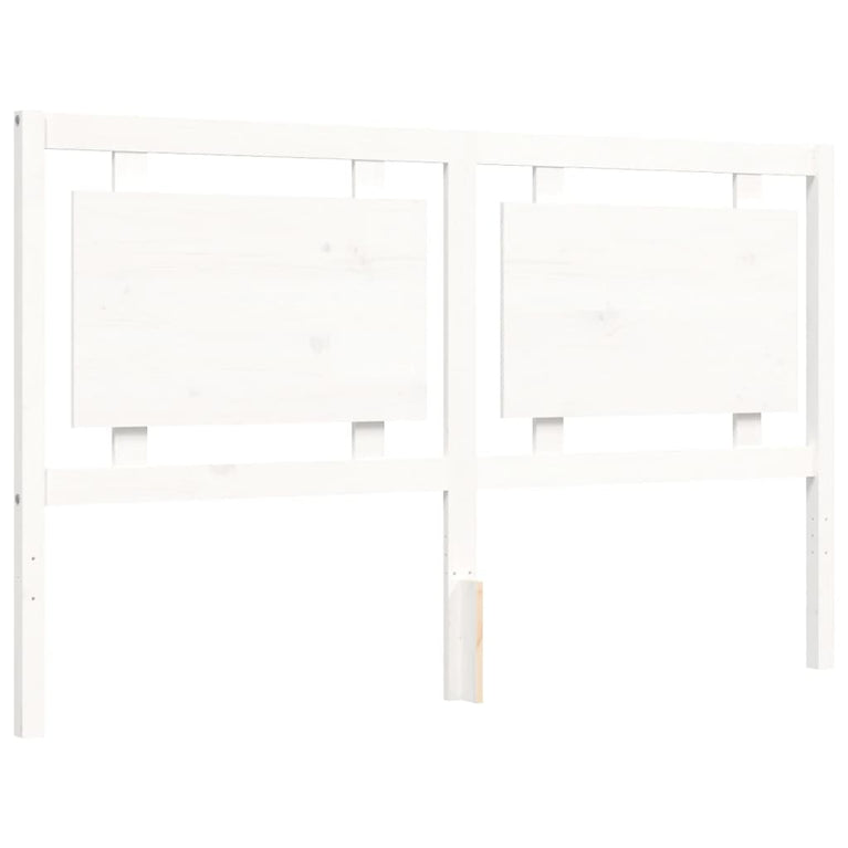Bedframe met hoofdbord massief hout wit 160x200 cm