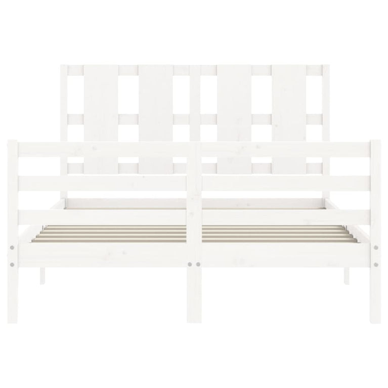 Bedframe met hoofdbord massief hout wit 120x200 cm
