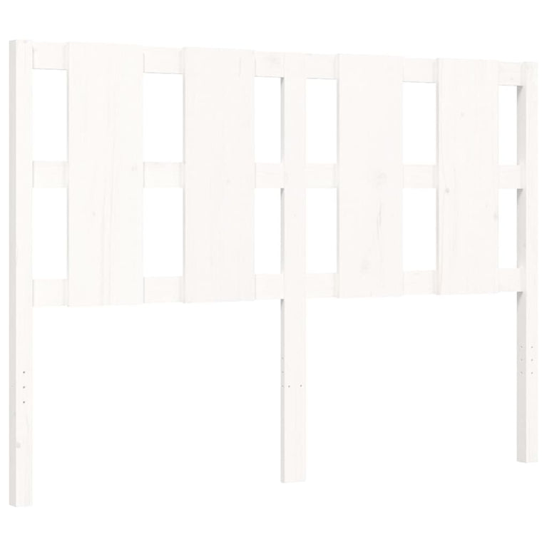 Bedframe met hoofdbord massief hout wit 120x200 cm