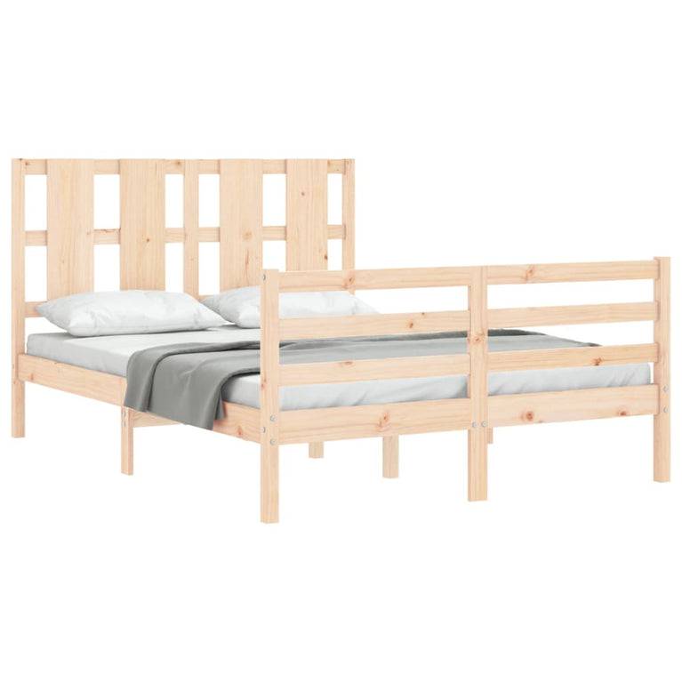 Bedframe met hoofdbord massief hout 140x200 cm
