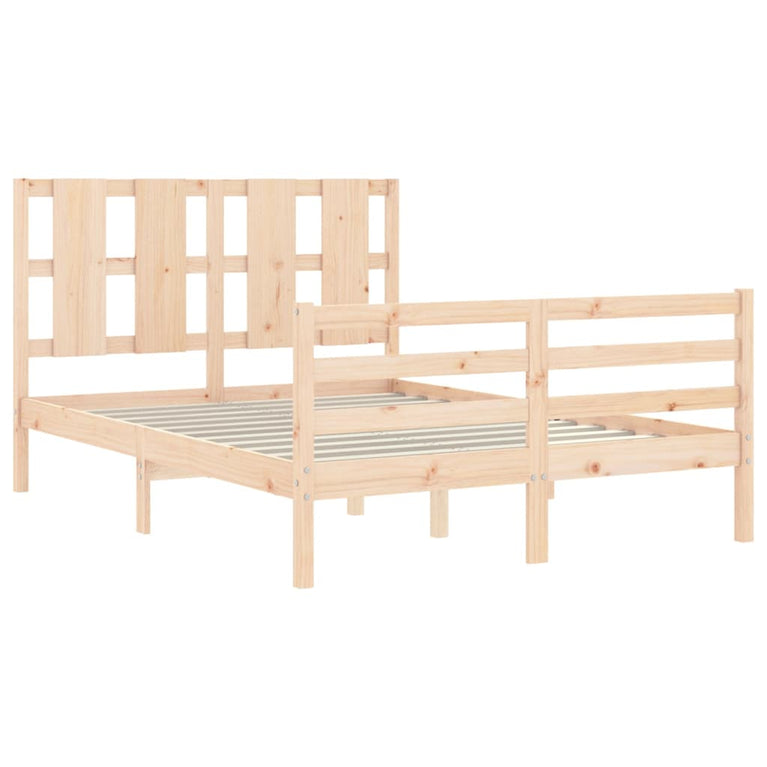 Bedframe met hoofdbord massief hout 140x200 cm