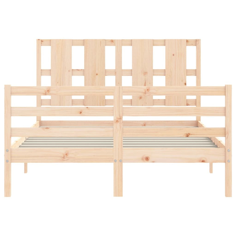 Bedframe met hoofdbord massief hout 140x200 cm