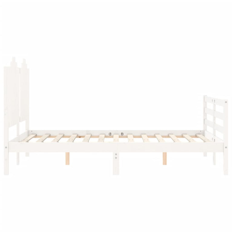 Bedframe met hoofdbord massief hout wit 120x200 cm