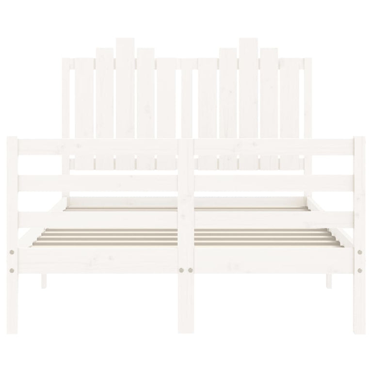 Bedframe met hoofdbord massief hout wit 120x200 cm