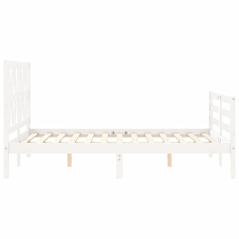Bedframe met hoofdbord massief hout wit 120x200 cm