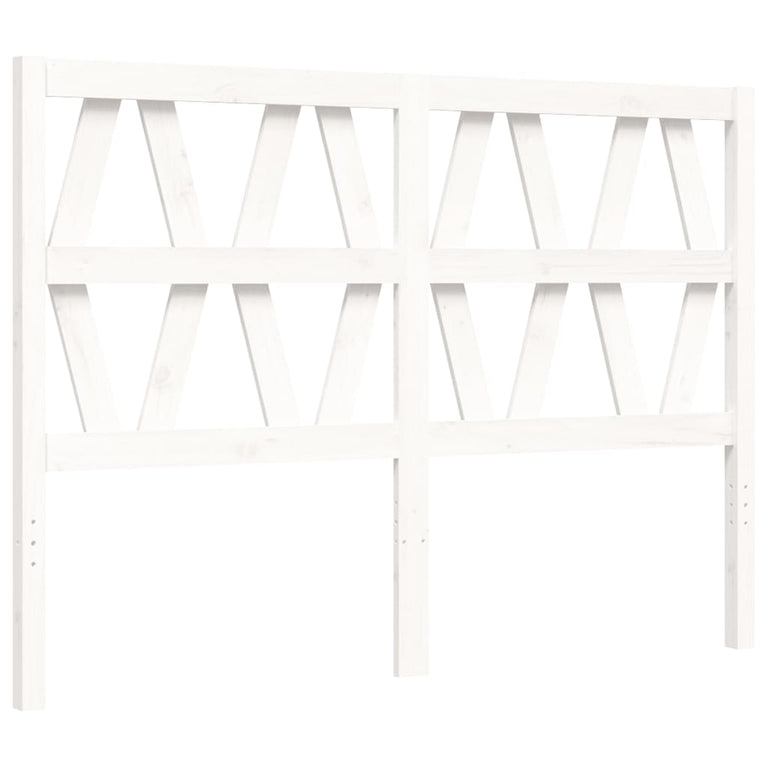 Bedframe met hoofdbord massief hout wit 120x200 cm