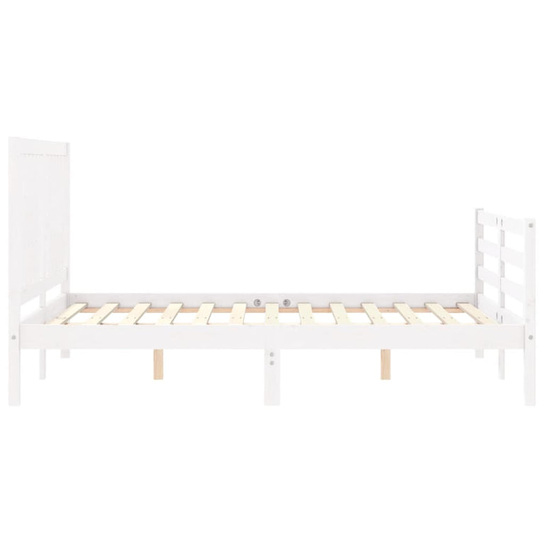 Bedframe met hoofdbord massief hout wit 4FT6 Double