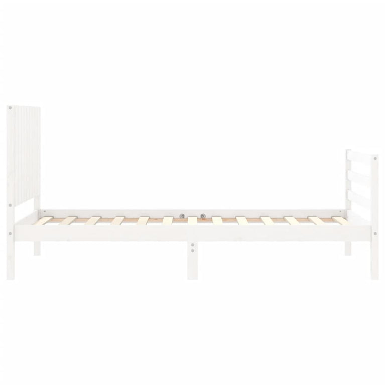 Bedframe met hoofdbord massief hout wit 3FT Single