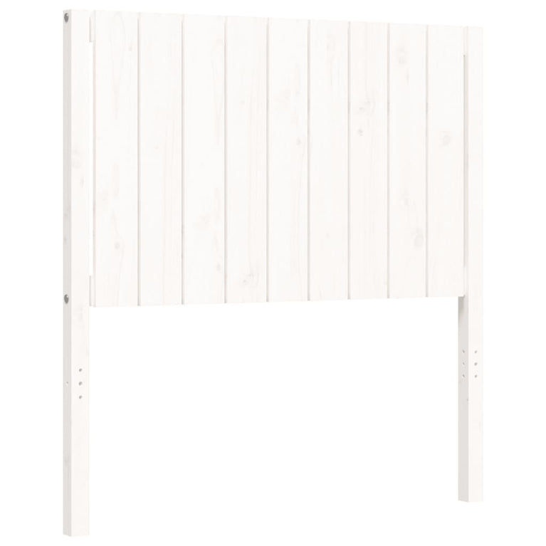 Bedframe met hoofdbord massief hout wit 90x200 cm