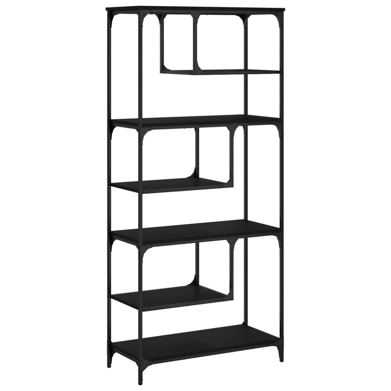 Boekenkast 81x36x176 cm bewerkt hout zwart