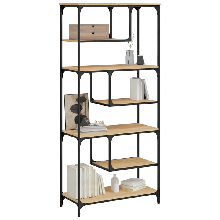 Boekenkast 81x36x176 cm bewerkt hout sonoma eikenkleurig