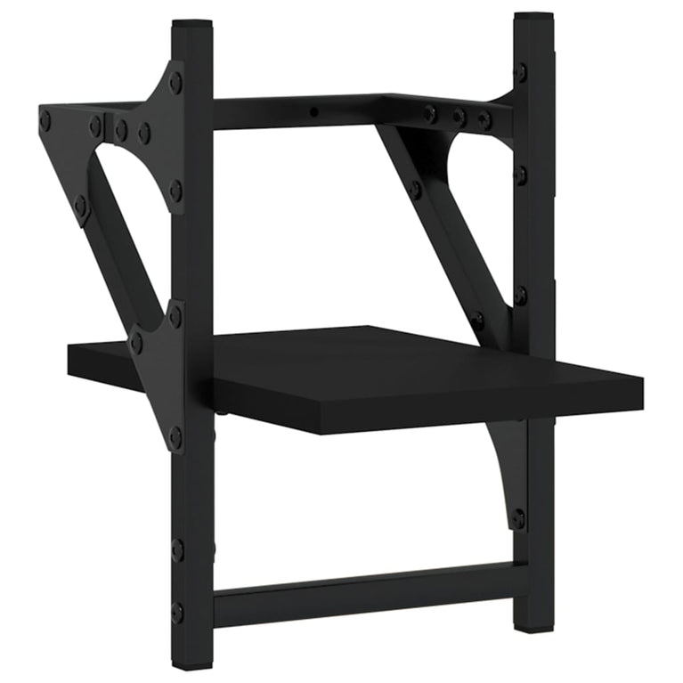 Wandschappen met stangen 2 st 20x25x30 cm zwart MeubelReus