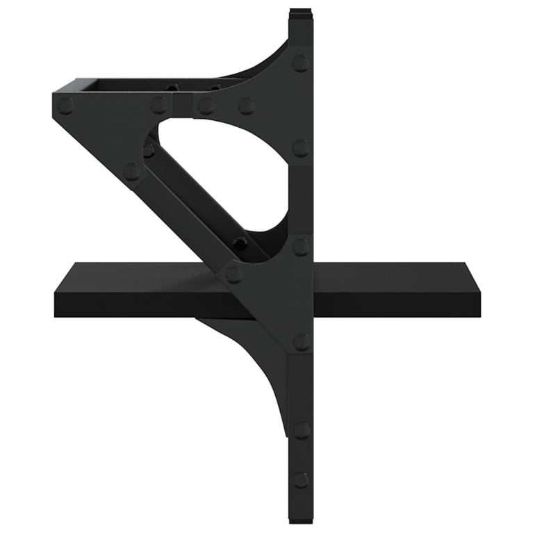 Wandschappen met stangen 2 st 20x25x30 cm zwart MeubelReus