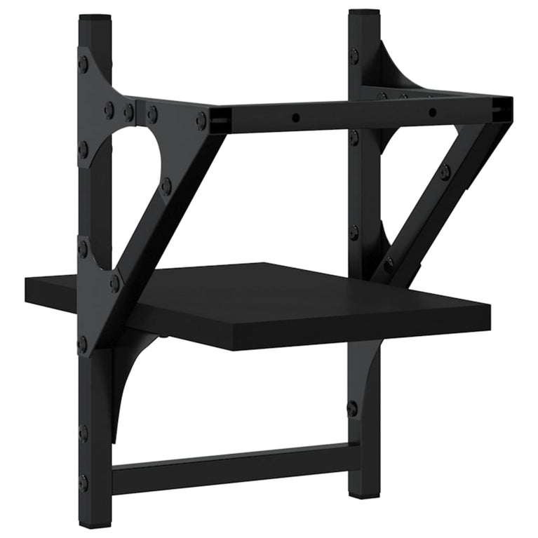 Wandschappen met stangen 2 st 20x25x30 cm zwart MeubelReus