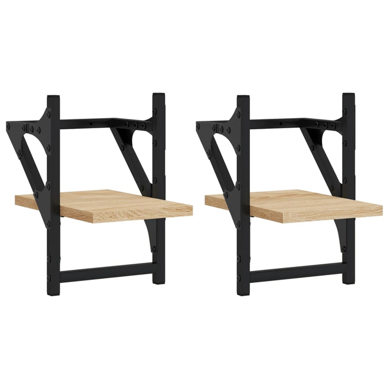 Wandschappen met stangen 2 st 20x25x30 cm sonoma eikenkleurig MeubelReus