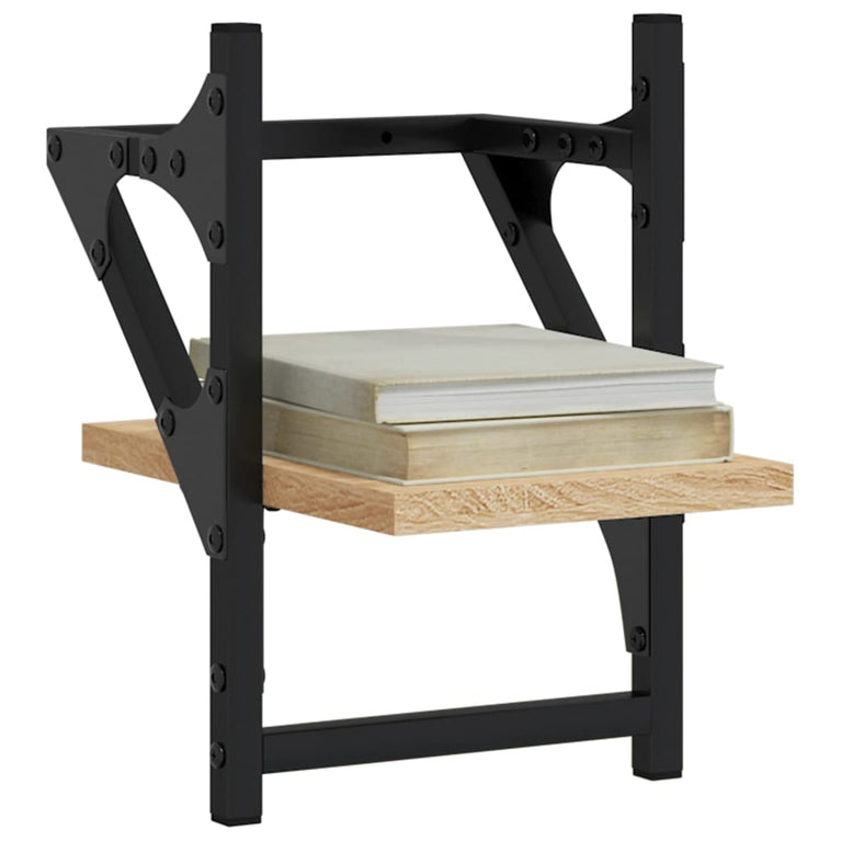 Wandschappen met stangen 2 st 20x25x30 cm sonoma eikenkleurig MeubelReus