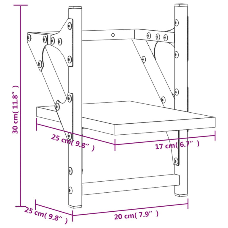 Wandschappen met stangen 2 st 20x25x30 cm sonoma eikenkleurig MeubelReus