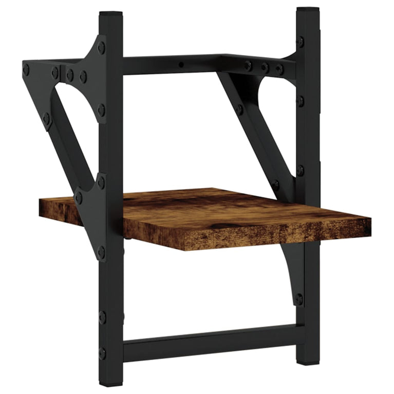 Wandschappen met stangen 2 st 20x25x30 cm gerookt eikenkleurig MeubelReus