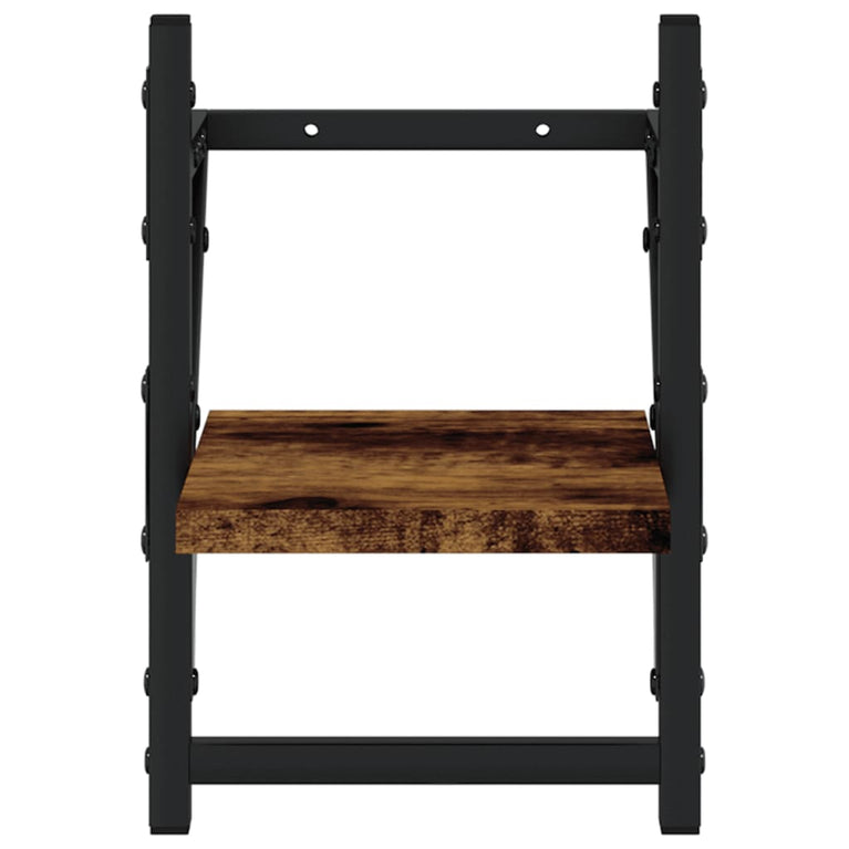 Wandschappen met stangen 2 st 20x25x30 cm gerookt eikenkleurig MeubelReus