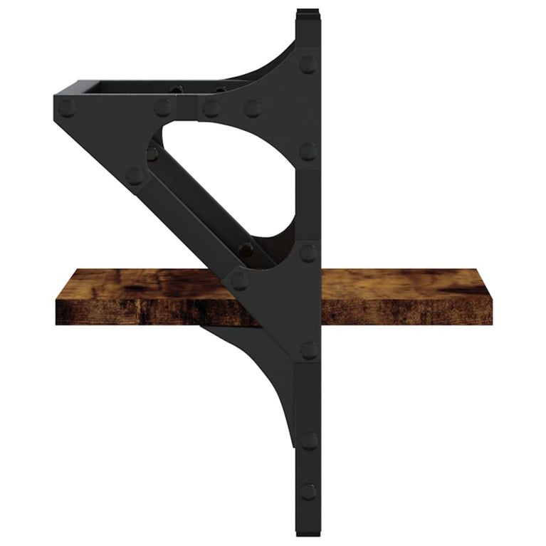 Wandschappen met stangen 2 st 20x25x30 cm gerookt eikenkleurig MeubelReus